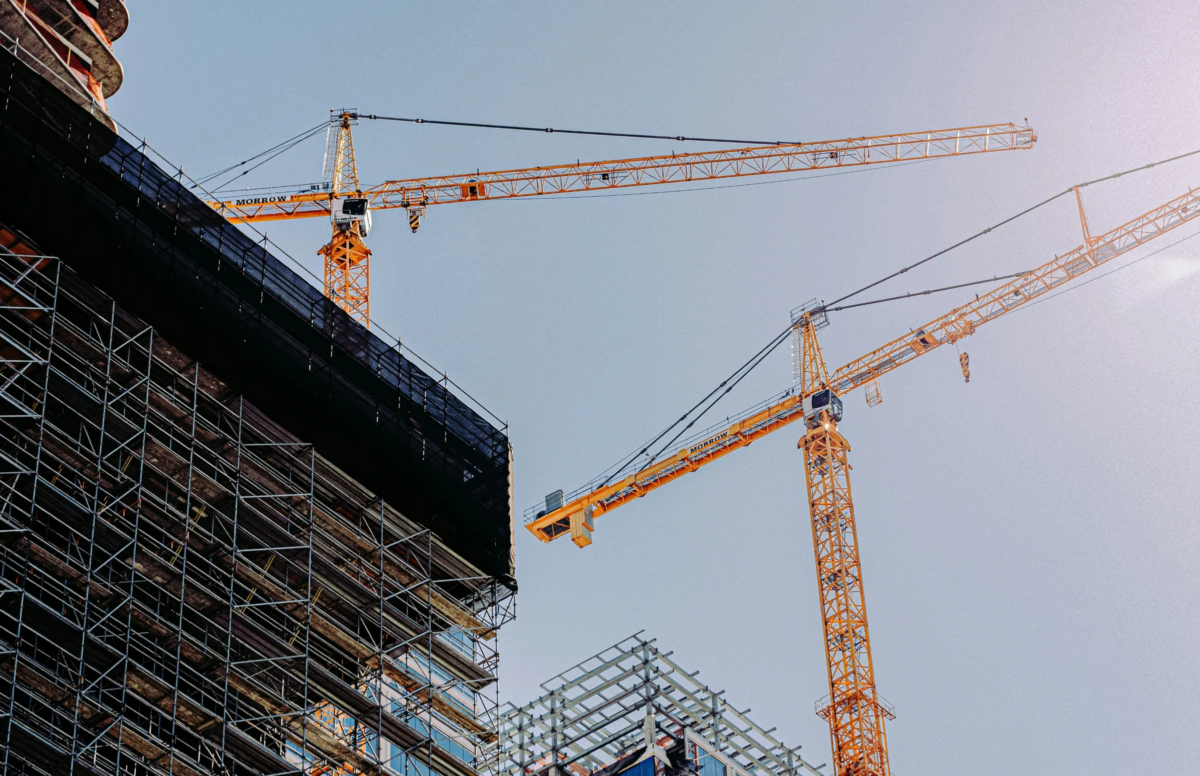 Construction site with tower cranes